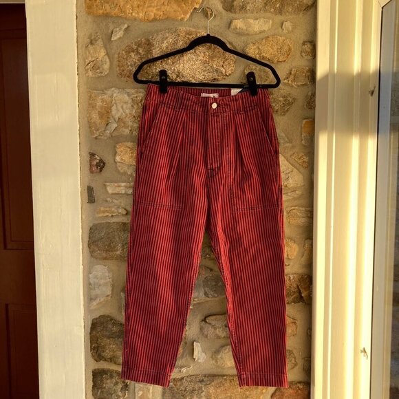 NWT SUNDRY RAILROAD STRIPE POCKET PANT in cherry MSRP $188 women’s 27 - Picture 6 of 12